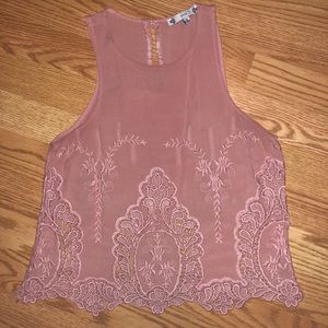 Mauve embroidered cute top